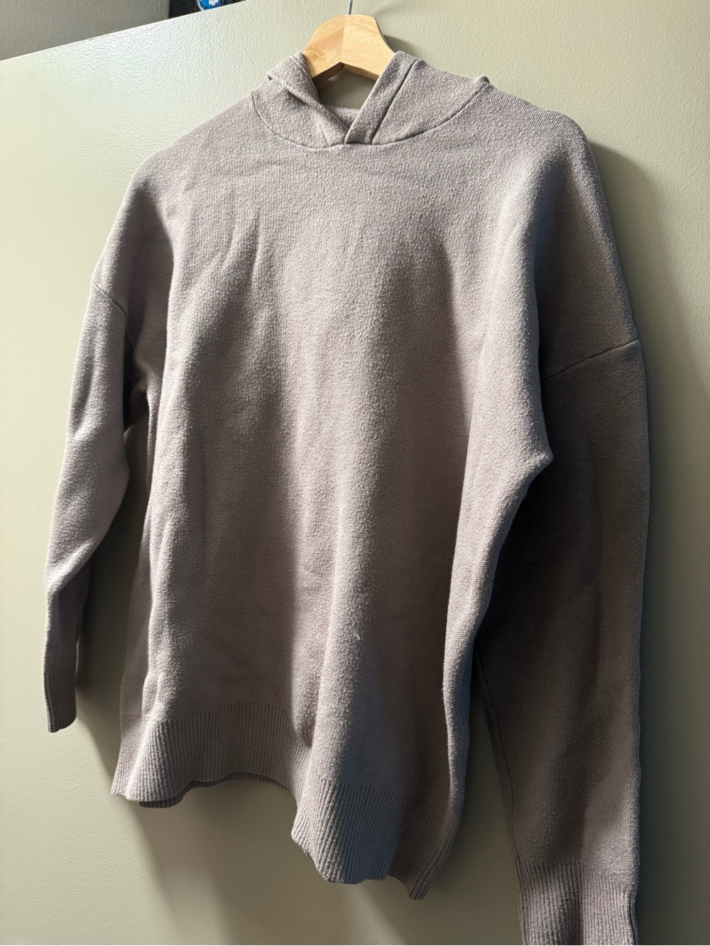 Cozy Hooded Knit Sweater in Taupe